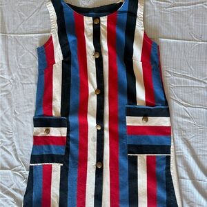 1970s  Women's Swim Coverup/ beach dress- Red, Blue, and White